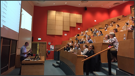 Xavier Laurent at Canvas roadshow Staff demonstrating Canvas at the Martin Wood lecture theatre