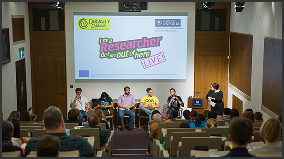 Illustration 560x315 02 curiositycarnival2017byianwallman 6019 Researchers presenting at the 'I'm a researcher, get me out of here' live event at Curiosity Carnival 2017